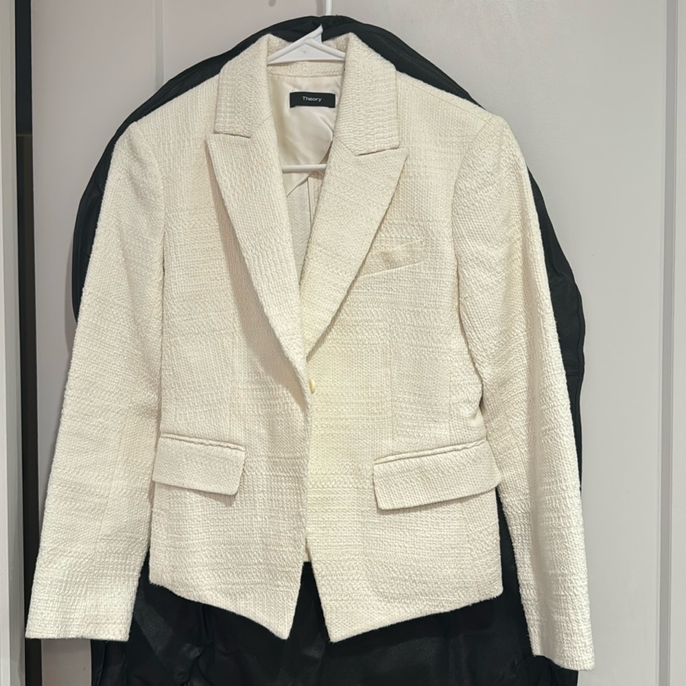 NWOT Theory Tweed Blazer White Size 2